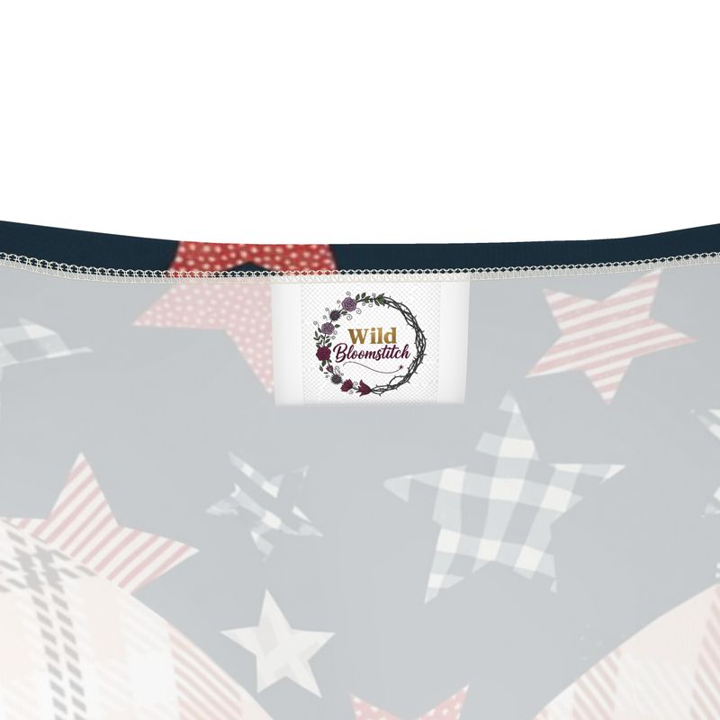 Star-Spangled Plaid Crop Top by Wild Bloomstitch 2XS-4XL UK Sizes