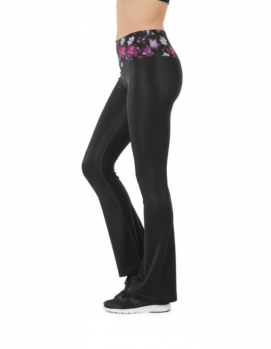 Twilight Flora High-Waisted Flared Leggings by Wild Bloomstitch 2XS-2XL UK Sizes