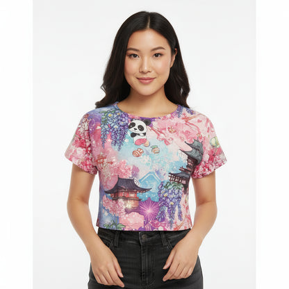 Panda Pagoda Dreamscape Crop Top by Wild Bloomstitch 2XS-4XL UK SIzes