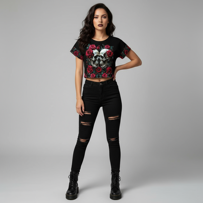 Raventhorn Bloom Gothic Crop Top by Wild Bloomstitch 2XS-4XL