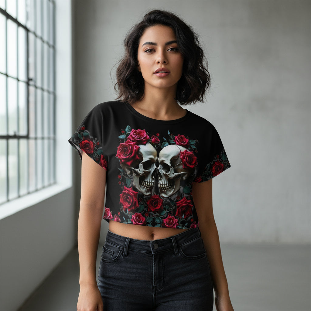 Raventhorn Bloom Gothic Crop Top by Wild Bloomstitch 2XS-4XL