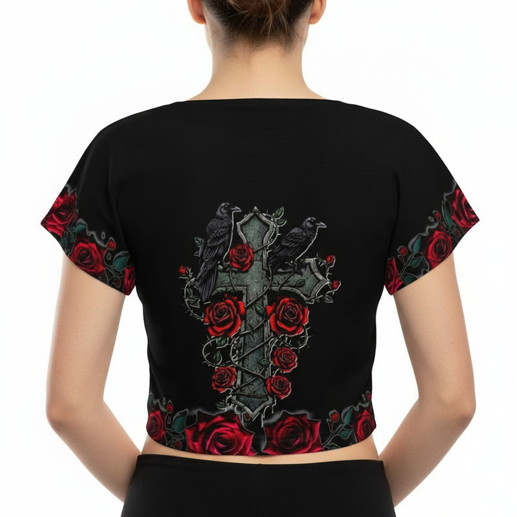 Raventhorn Bloom Gothic Crop Top by Wild Bloomstitch 2XS-4XL