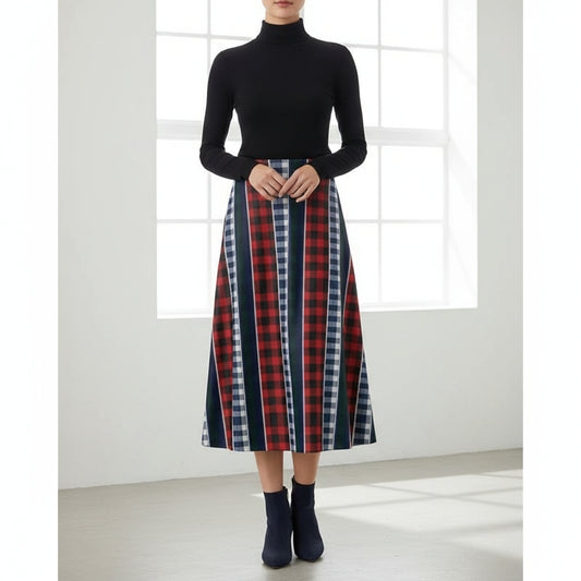 Plaid Reverie Midi Skirt by Wild Bloomstitch 2XS–7XL UK Sizes