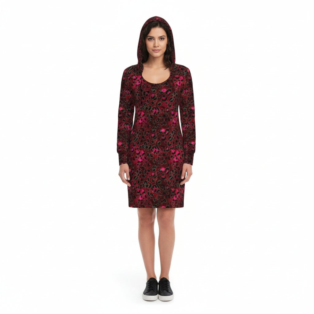 Crimson Prowl Hoodie Dress by Wild Bloomstitch 2XS-2XL UK Sizes