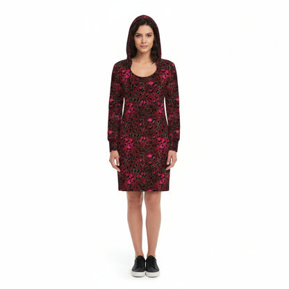 Crimson Prowl Hoodie Dress by Wild Bloomstitch 2XS-2XL UK Sizes