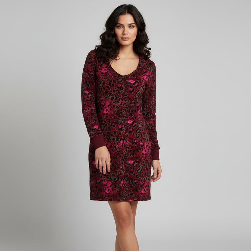 Crimson Prowl Hoodie Dress by Wild Bloomstitch 2XS-2XL UK Sizes