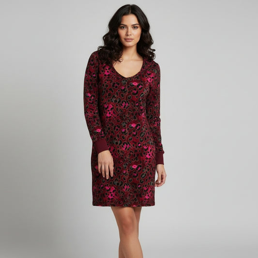 Crimson Prowl Hoodie Dress by Wild Bloomstitch 2XS-2XL UK Sizes