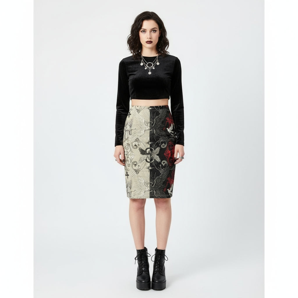 Divine Rift Pencil Skirt by Wild Bloomstitch 2XS-2XL UK Sizes