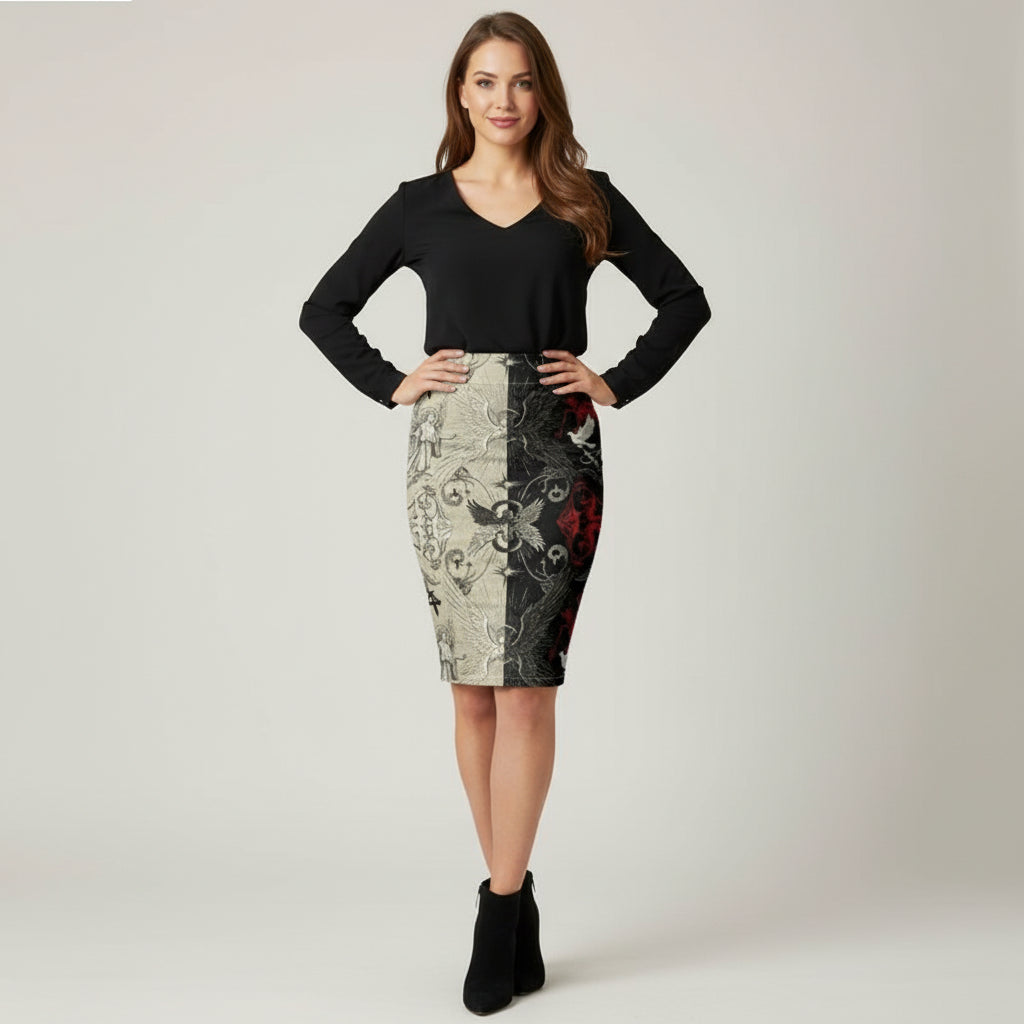 Divine Rift Pencil Skirt by Wild Bloomstitch 2XS-2XL UK Sizes