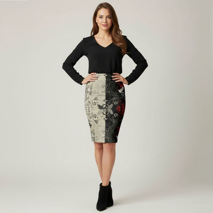 Divine Rift Pencil Skirt by Wild Bloomstitch 2XS-2XL UK Sizes