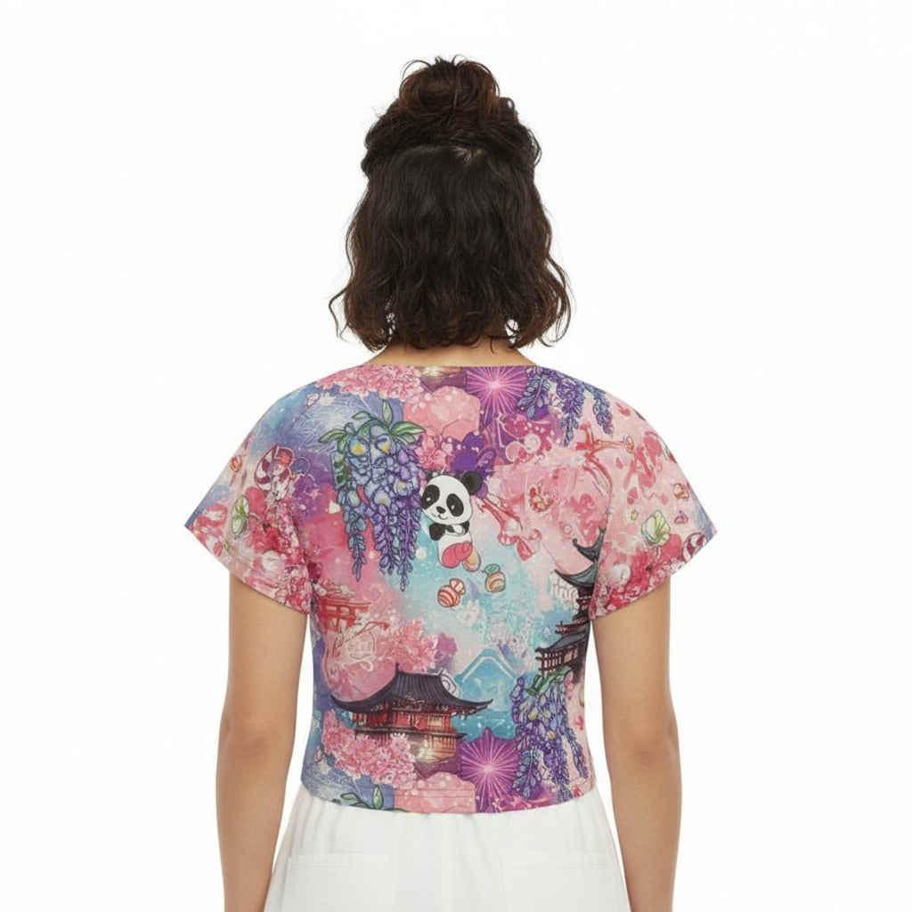 Panda Pagoda Dreamscape Crop Top by Wild Bloomstitch 2XS-4XL UK SIzes