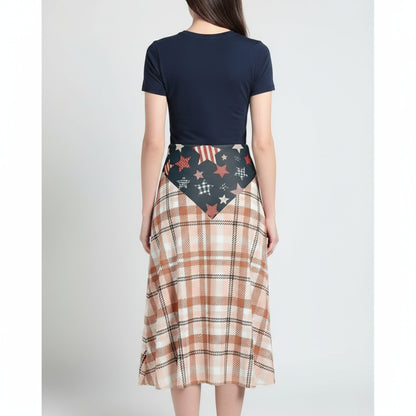 Star-Spangled Plaid Midi Skirt by Wild Bloomstitch 2XS-7XL UK Sizes