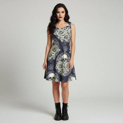 Gothic Bloom Skater Dress by Wild Bloomstitch XS-4XL UK Sizes