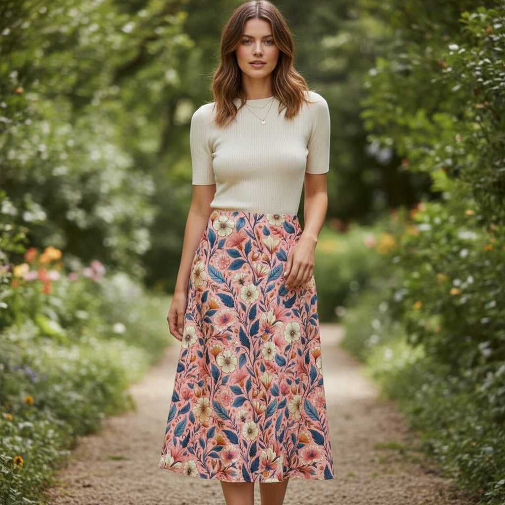 Bloomspell Midi Skirt by Wild Bloomstitch 2XS-7XL UK Sizes