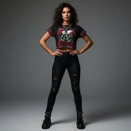 Raventhorn Bloom Gothic Crop Top by Wild Bloomstitch 2XS-4XL