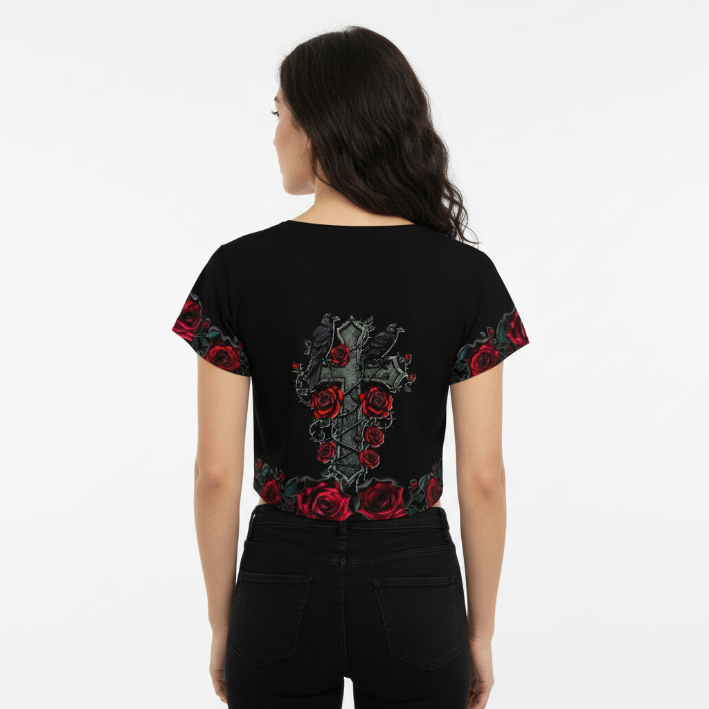 Raventhorn Bloom Gothic Crop Top by Wild Bloomstitch 2XS-4XL