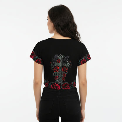 Raventhorn Bloom Gothic Crop Top by Wild Bloomstitch 2XS-4XL