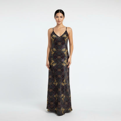 Golden Rebellion Maxi Slip Dress by Wild Bloomstitch 2XS-7XL UK Sizes