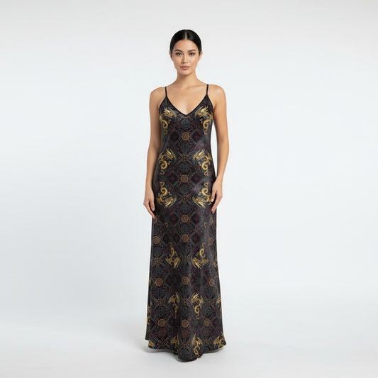 Golden Rebellion Maxi Slip Dress by Wild Bloomstitch 2XS-7XL UK Sizes