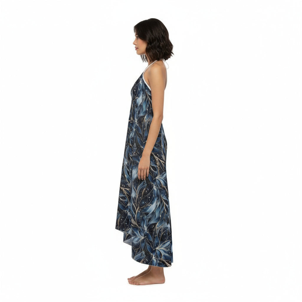 Celestial Bloom Halterneck Backless Dress by Wild Bloomstitch 2XS-2XL UK Sizes