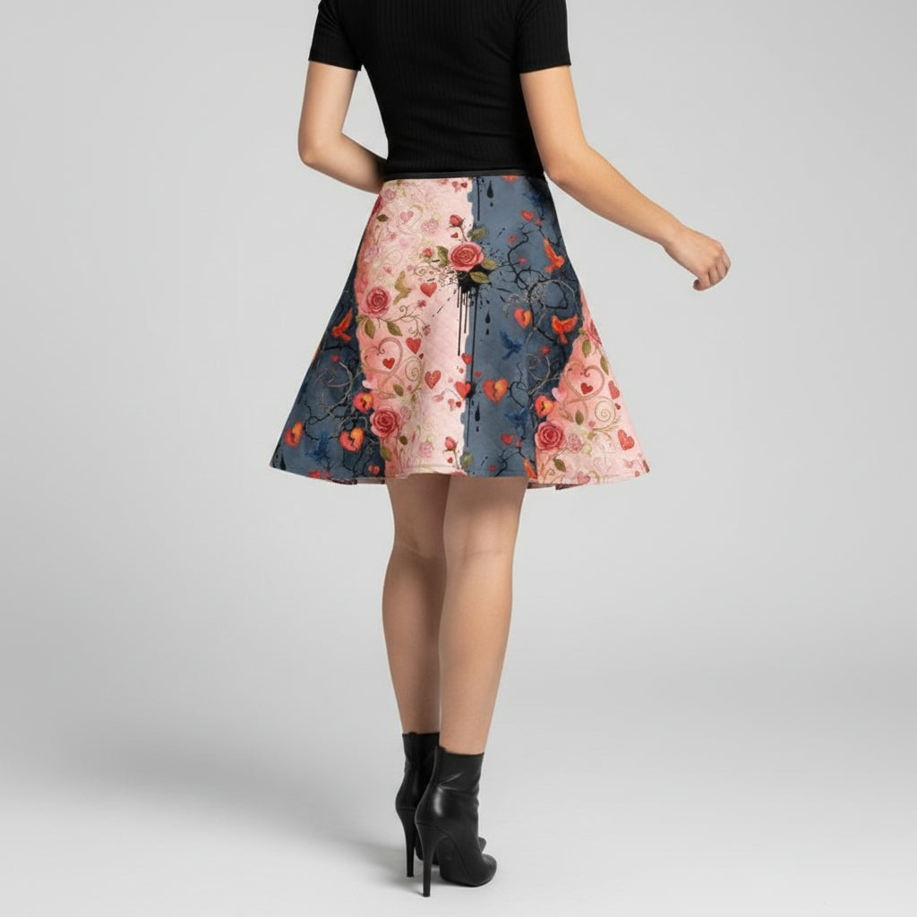 Love//Loss Flared Skirt by Wild Bloomstitch 2XS-4XL UK Sizes