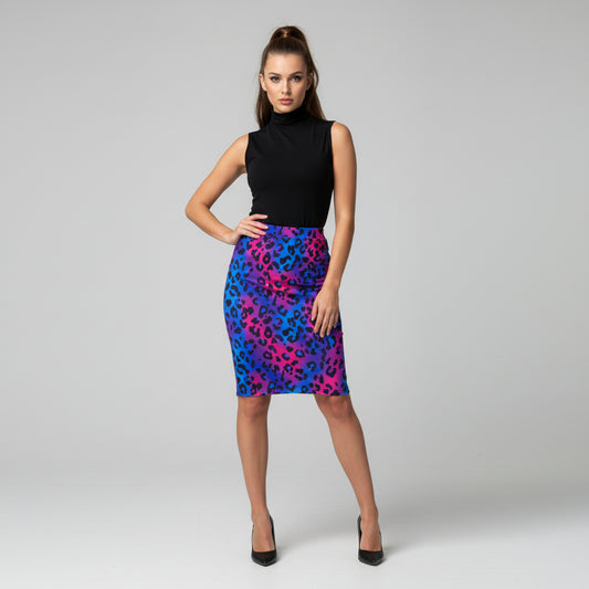 Electric Panther Pencil Skirt by Wild Bloomstitch 2XS-2XL