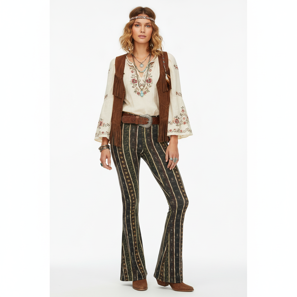 Outlaw Reverie High Waisted Flare Leggings by Wild Bloomstitch 2XS-2XL UK Sizes