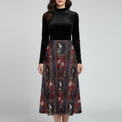 Wild Bloomstitch Moonlit Relic Gothic Midi Skirt 2XS-7XL