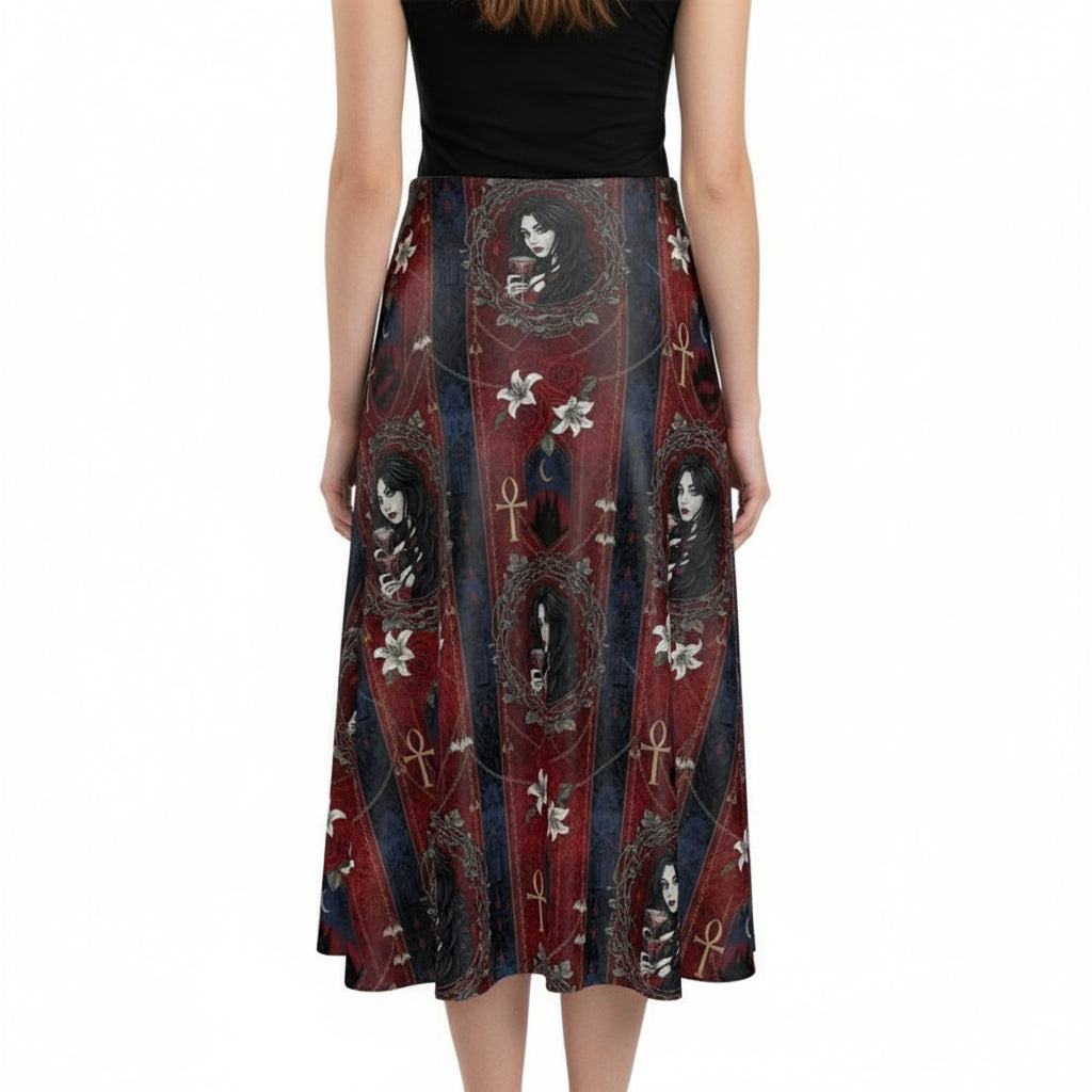 Wild Bloomstitch Moonlit Relic Gothic Midi Skirt 2XS-7XL