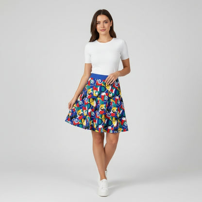 Patch Pop Flared Skirt by Wild Bloomstitch 2XS–4XL UK Sizes