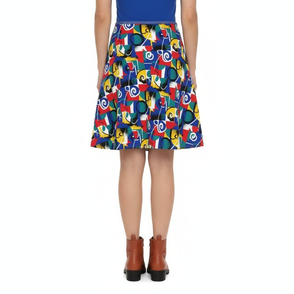 Patch Pop Flared Skirt by Wild Bloomstitch 2XS–4XL UK Sizes