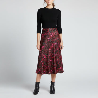 Crimson Prowl Leopard Print Midi Skirt by Wild Bloomstitch 2XS-7XL