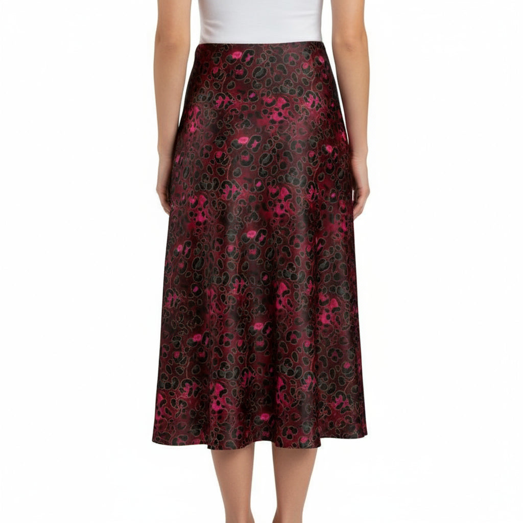 Crimson Prowl Leopard Print Midi Skirt by Wild Bloomstitch 2XS-7XL