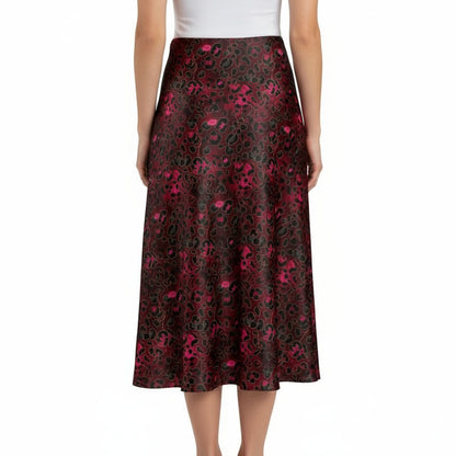 Crimson Prowl Leopard Print Midi Skirt by Wild Bloomstitch 2XS-7XL