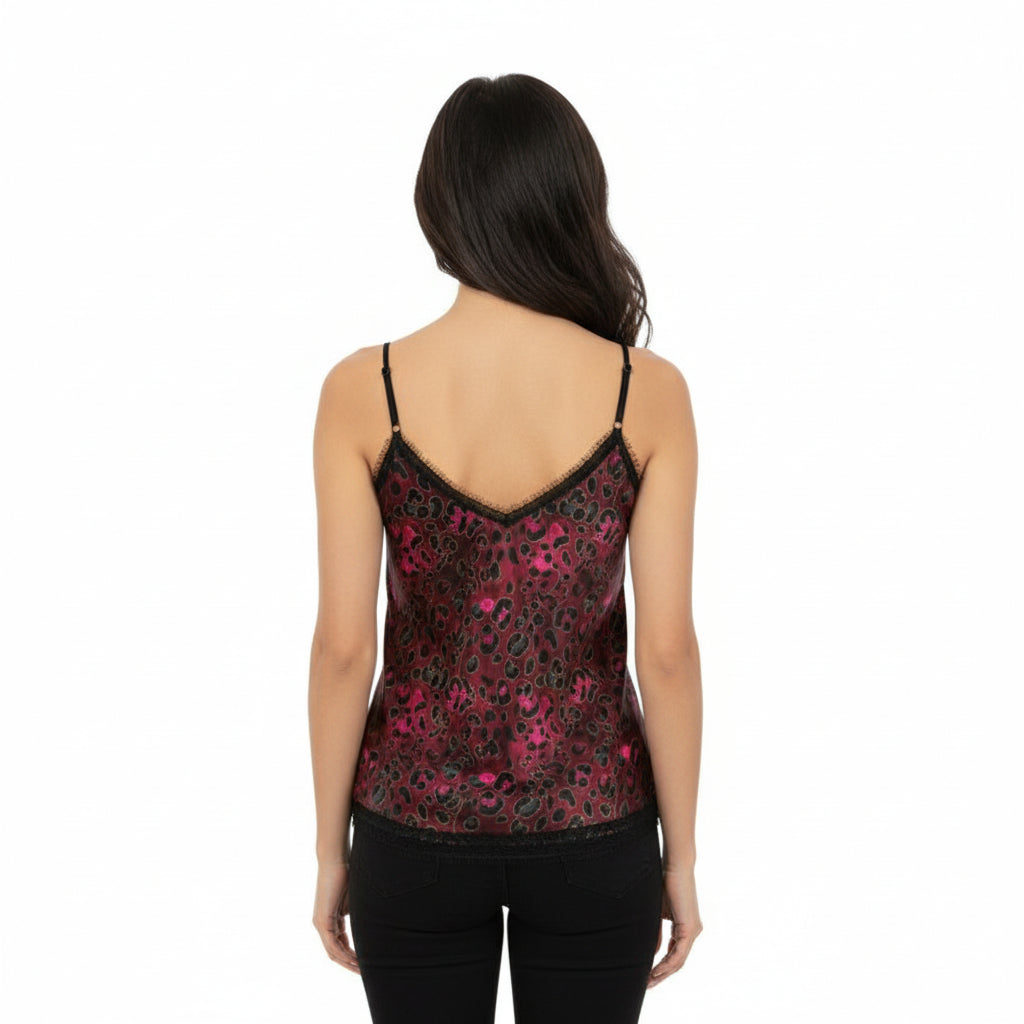 Crimson Prowl Leopard Print Cami Top 2XS-2XL UK Sizes