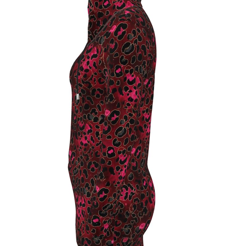 Wild Bloomstitch Crimson Prowl Leopard Print Hoodie Dress 2XS-2XL