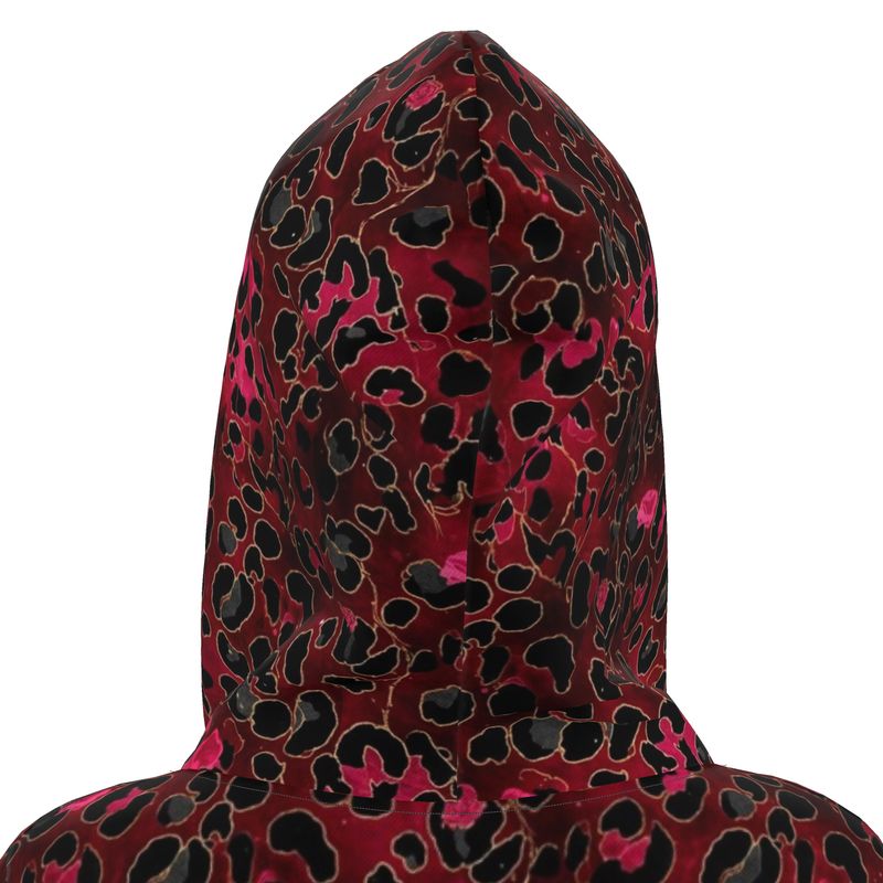 Wild Bloomstitch Crimson Prowl Leopard Print Hoodie Dress 2XS-2XL