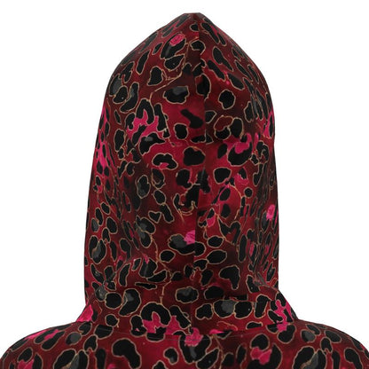 Wild Bloomstitch Crimson Prowl Leopard Print Hoodie Dress 2XS-2XL
