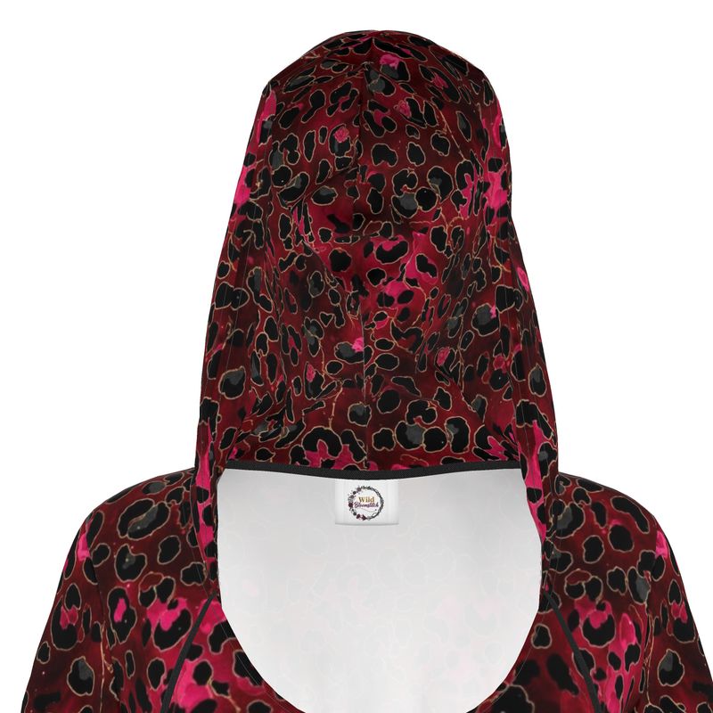 Wild Bloomstitch Crimson Prowl Leopard Print Hoodie Dress 2XS-2XL