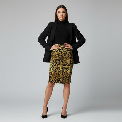 Golden Gallop Pencil Skirt by Wild Bloomstitch 2XS-2XL UK Sizes