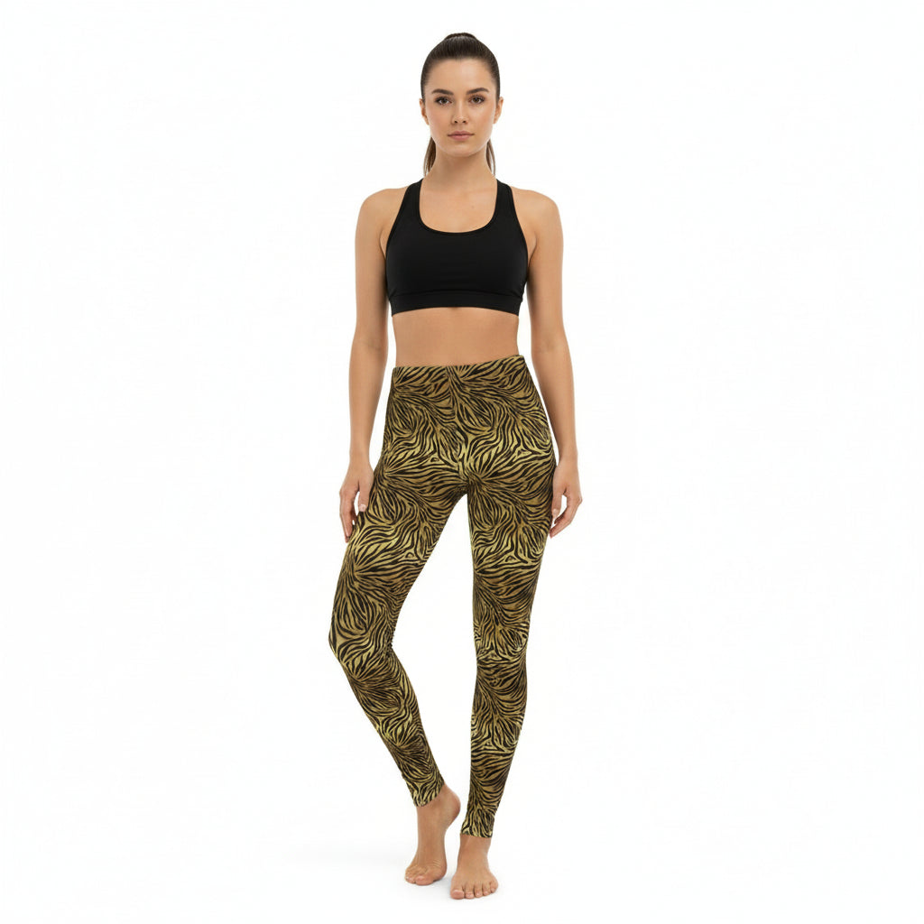 Golden Gallop High-Waisted Leggings by Wild Bloomstitch 2XS-2XL