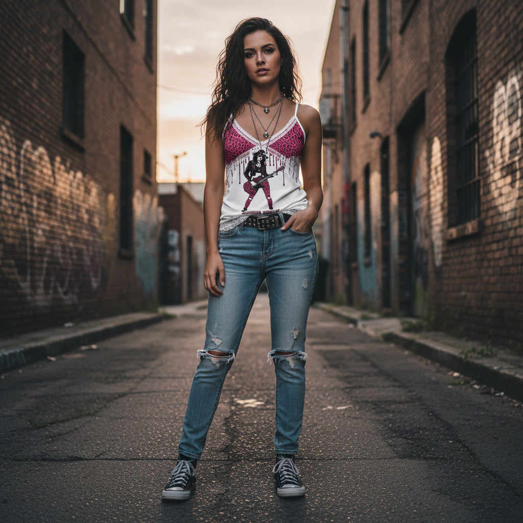 Rocking Worlds Leopard Print Cami Top By Wild Bloomstitch UK Sizes 2XS-2XL