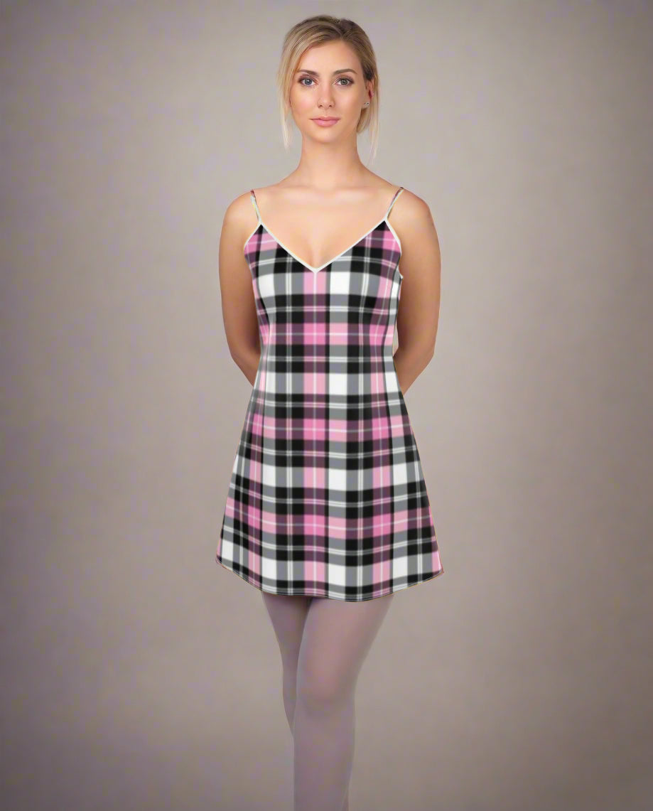 Pink & Preppy Mini Slip Dress by Wild Bloomstitch 2XS-7XL UK Sizes
