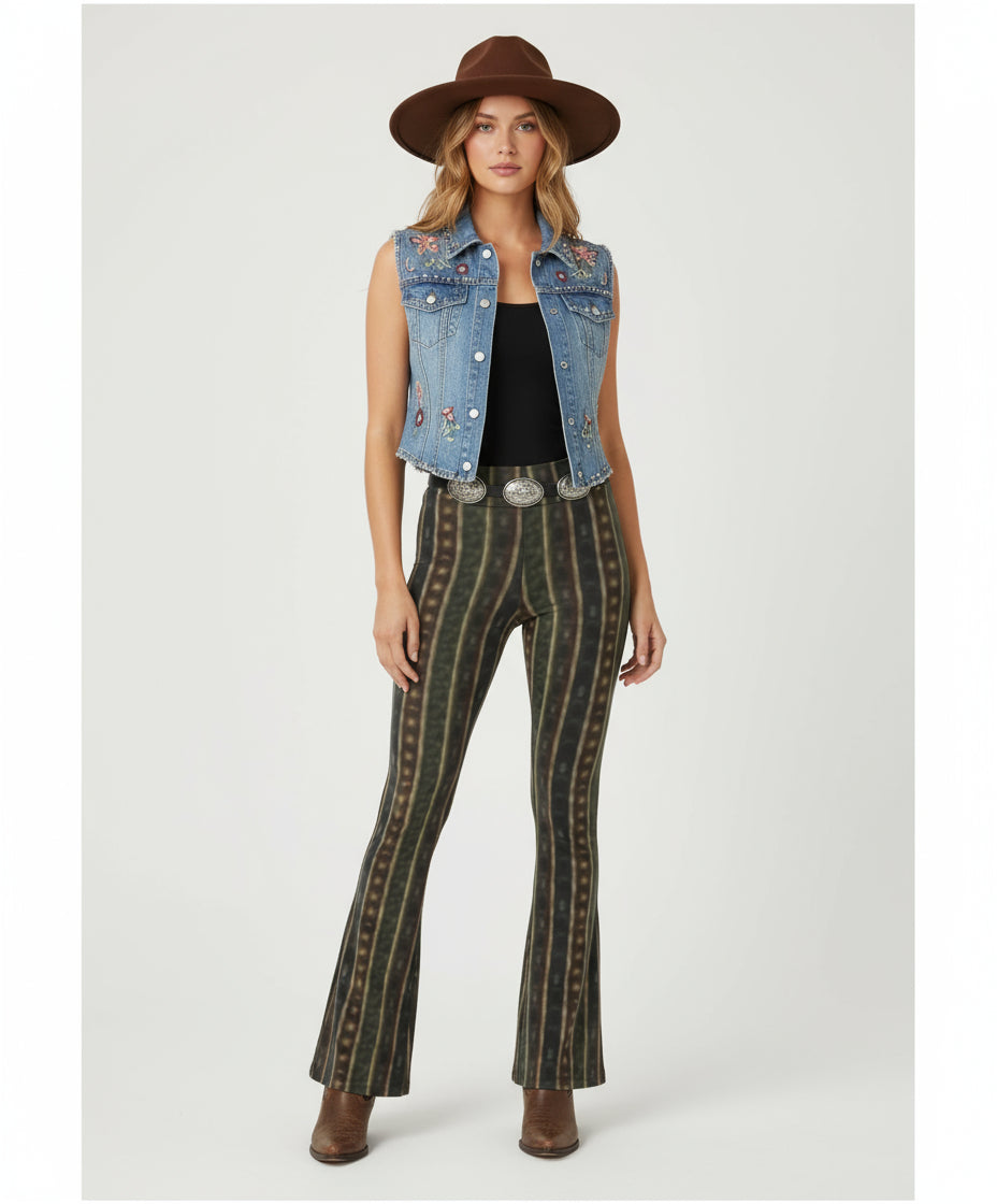 Outlaw Reverie High Waisted Flare Leggings by Wild Bloomstitch 2XS-2XL UK Sizes