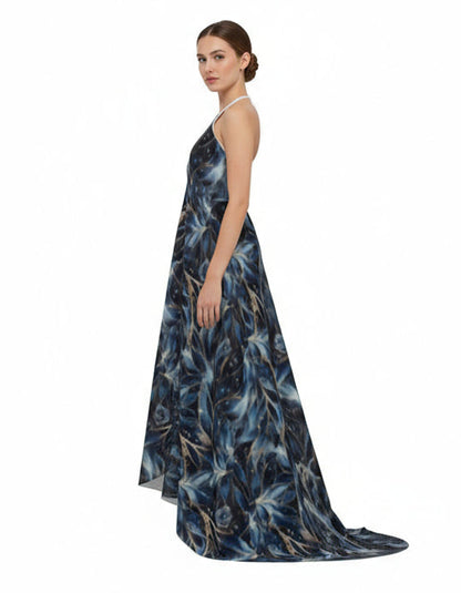 Celestial Bloom Halterneck Backless Dress by Wild Bloomstitch 2XS-2XL UK Sizes