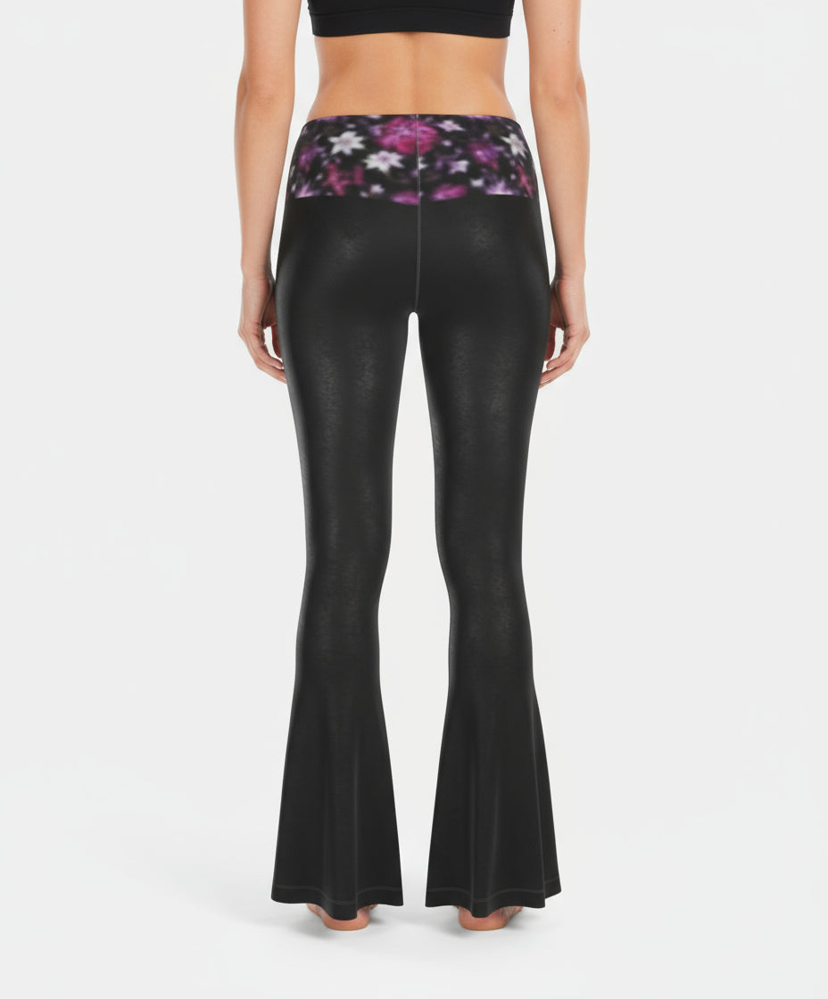 Twilight Flora High-Waisted Flared Leggings by Wild Bloomstitch 2XS-2XL UK Sizes