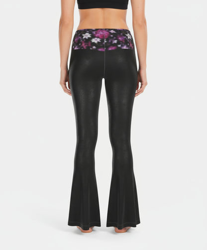 Twilight Flora High-Waisted Flared Leggings by Wild Bloomstitch 2XS-2XL UK Sizes