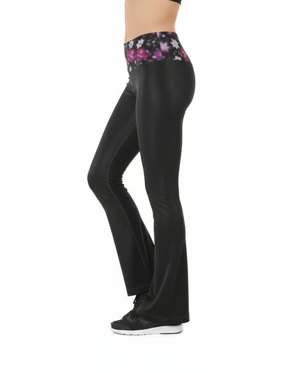 Twilight Flora High-Waisted Flared Leggings by Wild Bloomstitch 2XS-2XL UK Sizes