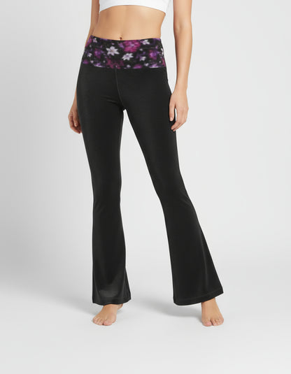 Twilight Flora High-Waisted Flared Leggings by Wild Bloomstitch 2XS-2XL UK Sizes