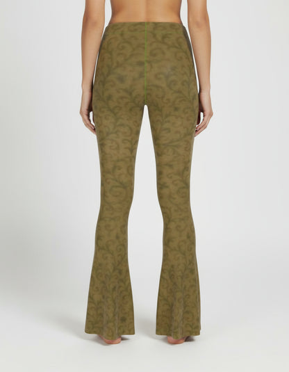 Verdant Vein High Waisted Flared Leggings by Wild Bloomstitch 2XS-2XL UK Sizes